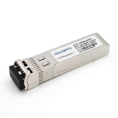 50 جيجاهرتز قابل للضبط خطوة 10G DWDM C-band SFP + SMF Transceiver 80km 1563.86nm-1528.77nm LC DOM