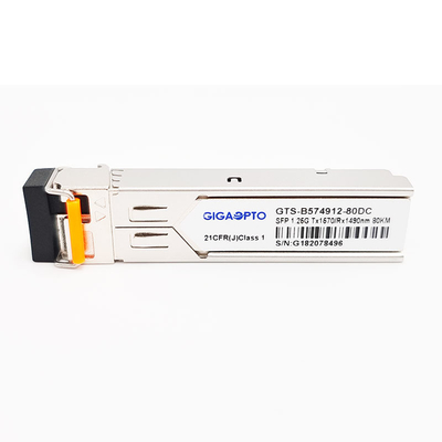 1000BASE-BX 1.25G BiDi SFP وحدة الإرسال والاستقبال TX1570nm/RX1490nm 80km LC SMF DOM