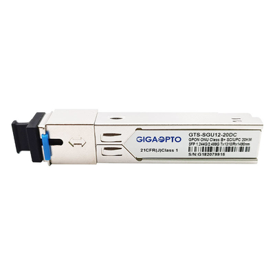 ONU ONT Class B + GPON SFP Transceiver TX1.244G / RX2.488G 1310nm TX 1490nm RX SC UPC 20km DDM