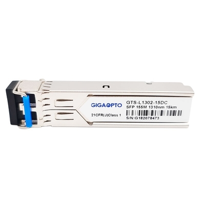 100BASE-LX 1310nm 15km SFP وحدة الإرسال والاستقبال الضوئية Duplex LC SMF DOM 155Mbps