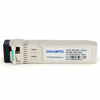 وحدة الإرسال والاستقبال الضوئية ثنائية الاتجاه SFP28 10 كم LC DOM 1270nm-TX / 1330nm-RX