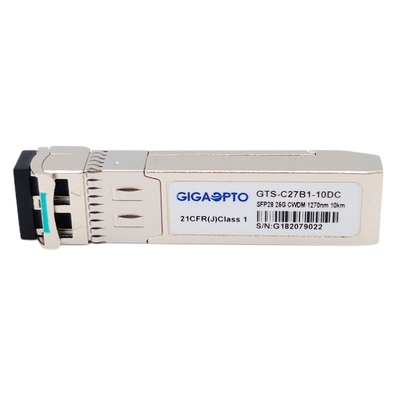 25GBase LR SFP28 جهاز الإرسال والاستقبال البصري إيثرنت CWDM SFP28 1270 ~ 1370 نانومتر 10 كيلومتر أحادي الوضع LC SFP