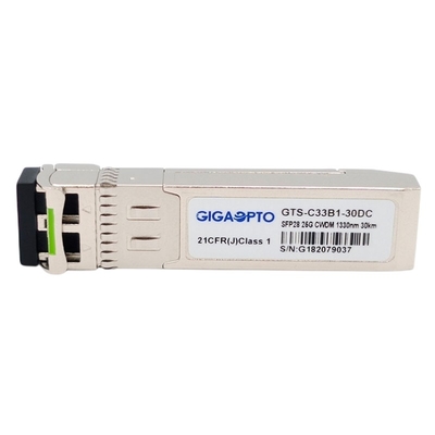 25GBASE-ER Lite CWDM SFP28 جهاز الإرسال والاستقبال البصري 1270nm ~ 1370nm 30km LC SMF DOM