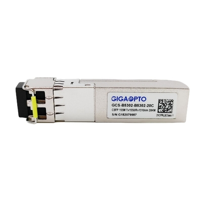جهاز إرسال واستقبال بصري ثنائي الاتجاه مزدوج 100Mbps SFP TX1550nm RX1310nm LC 20km DOM
