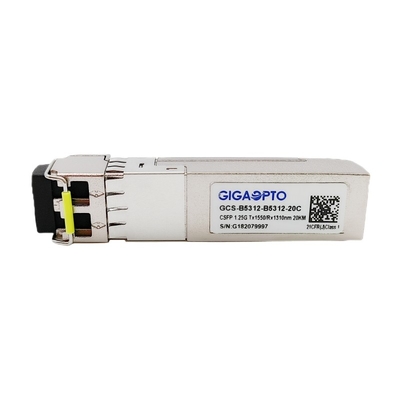 جهاز الإرسال والاستقبال المزدوج 1.25G BIDI CSFP LX TX1550nm RX1310nm SMF 20km Sfp Module Single Fiber