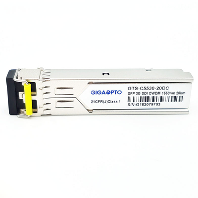 وحدة الإرسال والاستقبال 3G SDI HD Video CWDM SFP 1270 ~ 1610nm قناة 20KM LC DOM MSA Pin-Out